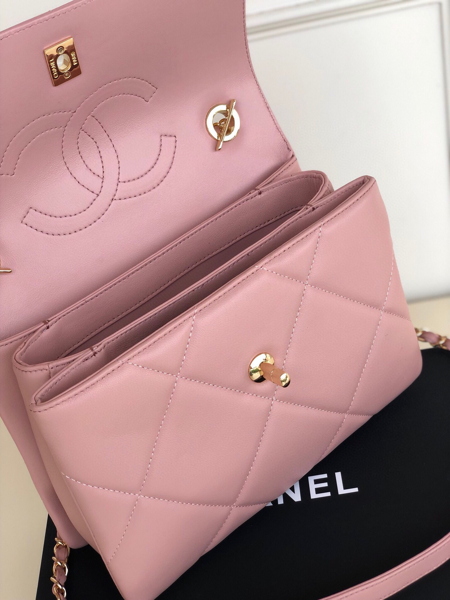 Ch**el FLAP BAG WITH TOP HANDLE 6.6 × 9.8 × 4.7 in