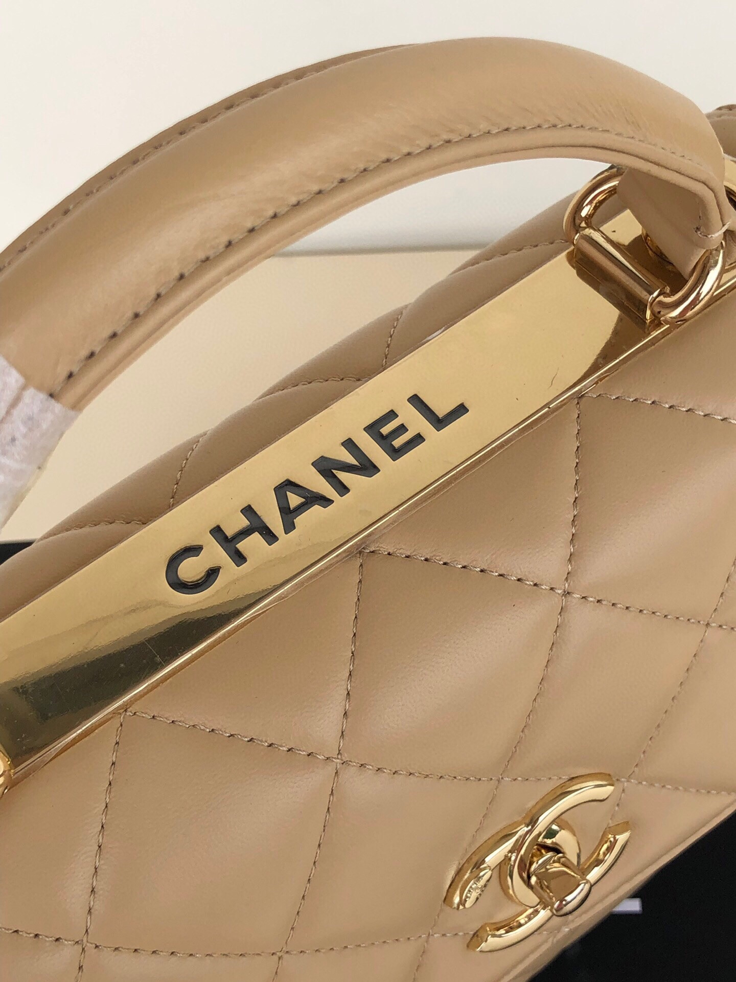 Ch**el FLAP BAG WITH TOP HANDLE 6.6 × 9.8 × 4.7 in