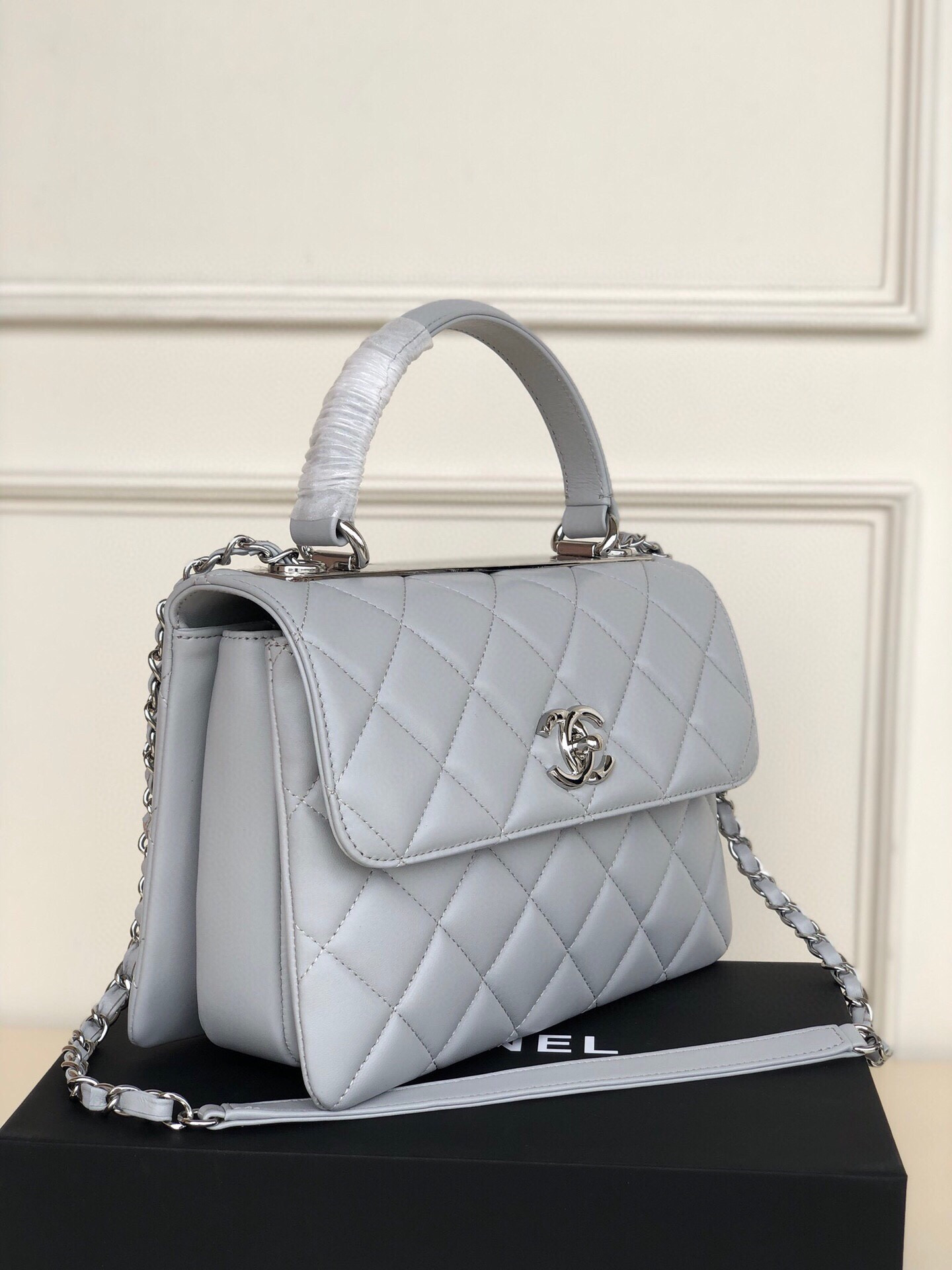 Ch**el FLAP BAG WITH TOP HANDLE 6.6 × 9.8 × 4.7 in