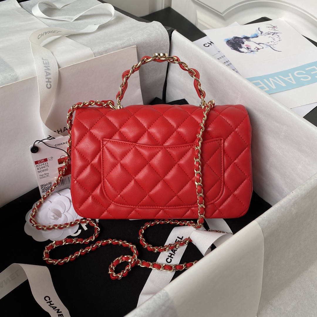 Ch**el Mini Classic Handbag With Top Handle 12 × 20 × 6 cm