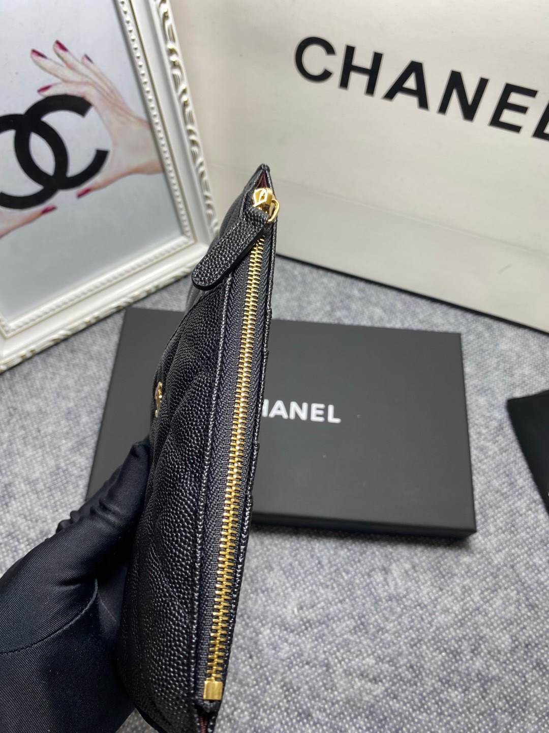 Ch**el LONG ZIPPED WALLET 19-11cm