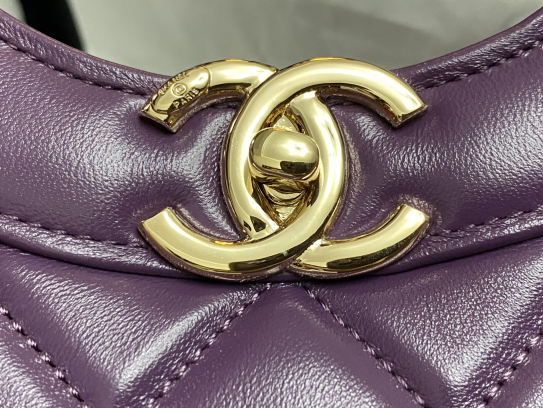 Ch**el SHOPPING BAG Shiny Lambskin & Gold-Tone Metal 11.7 × 11.3 × 3.5 in