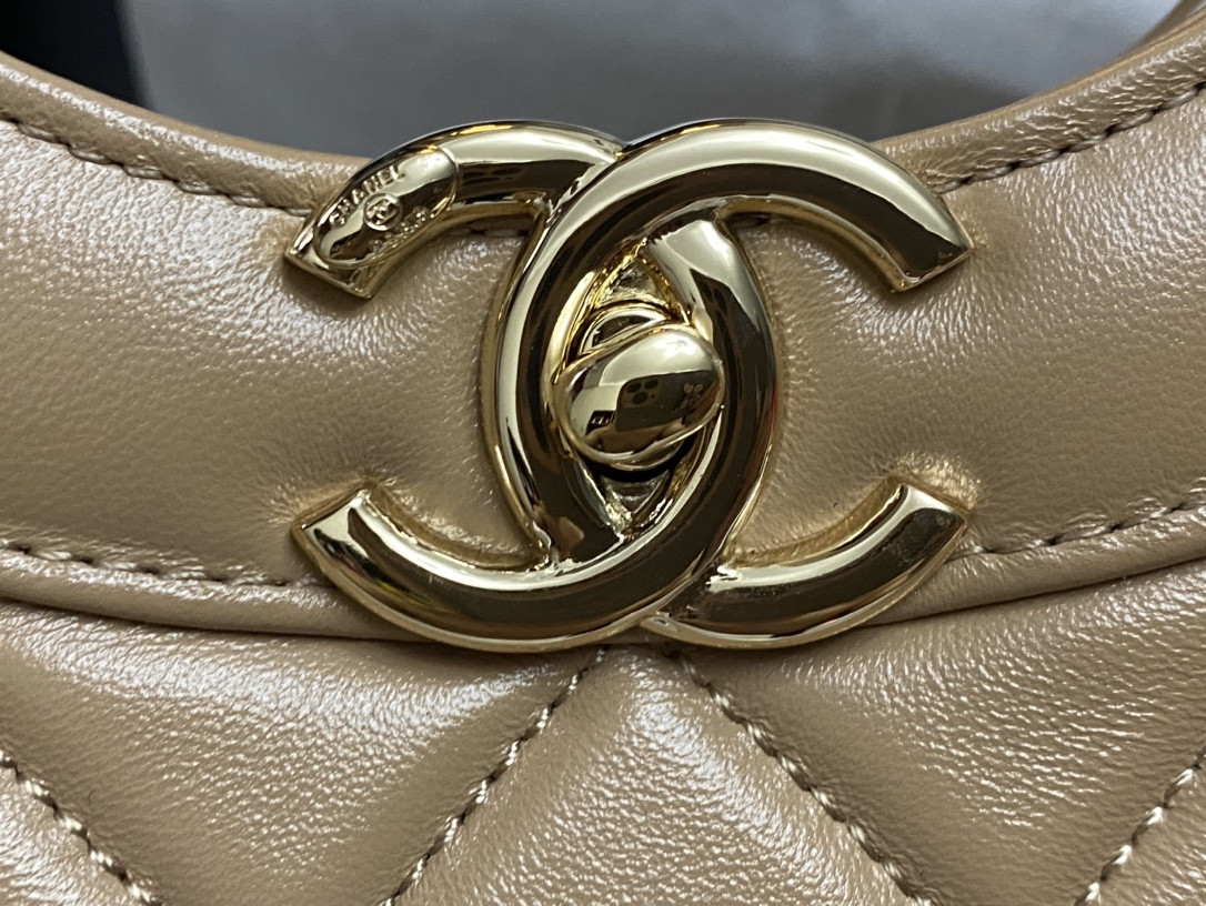 Ch**el SHOPPING BAG Shiny Lambskin & Gold-Tone Metal 11.7 × 11.3 × 3.5 in