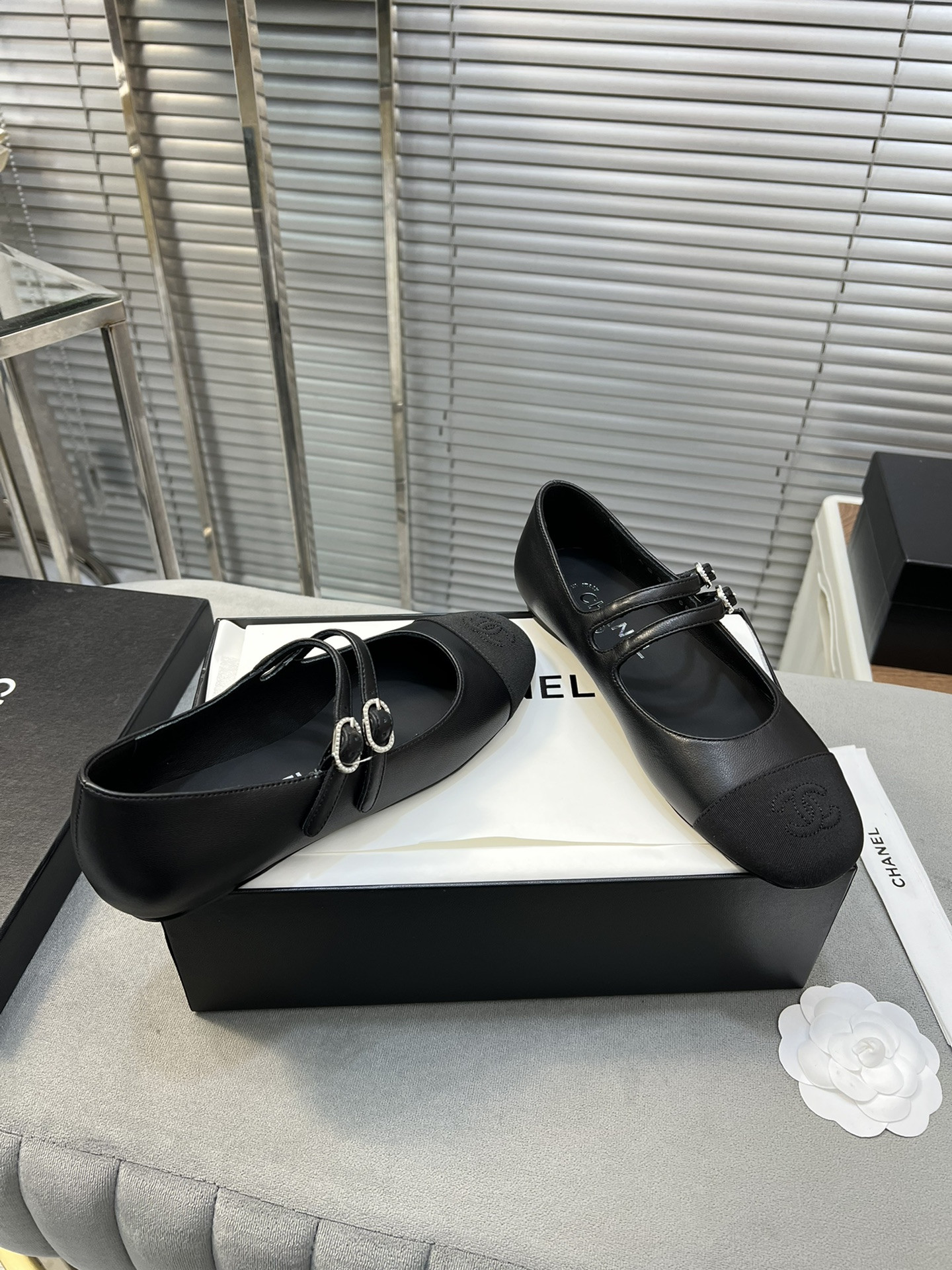 UA Ch**el MARY JANES  Lambskin & Grosgrain