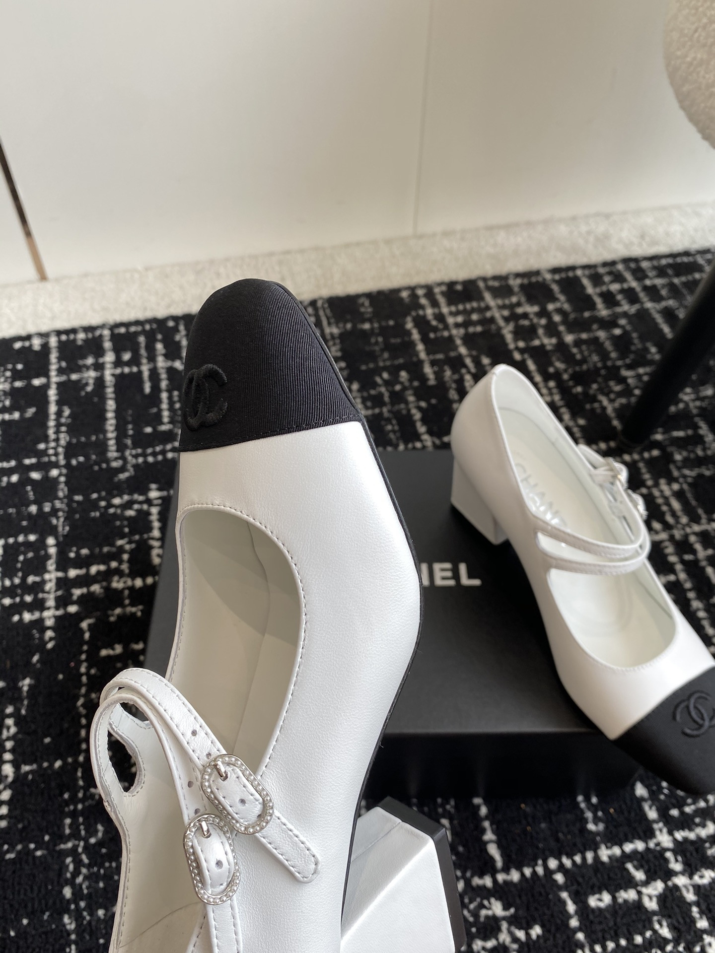UA Ch**el MARY JANES Lambskin & Grosgrain
