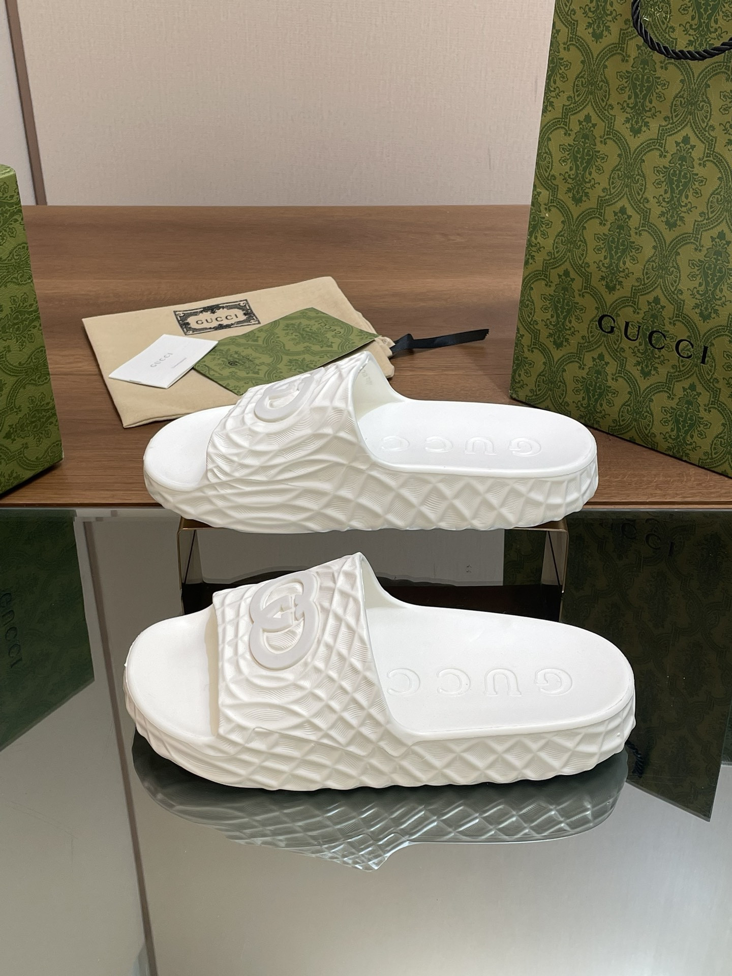 UA Gvc*1 INTERLOCKING G SLIDE SANDAL White