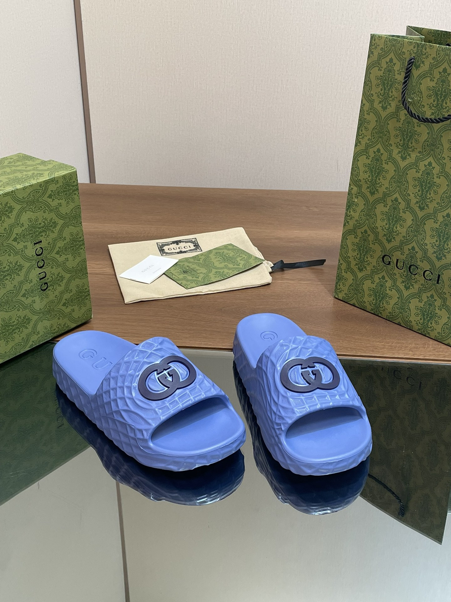 UA Gvc*1 INTERLOCKING G SLIDE SANDAL Blue