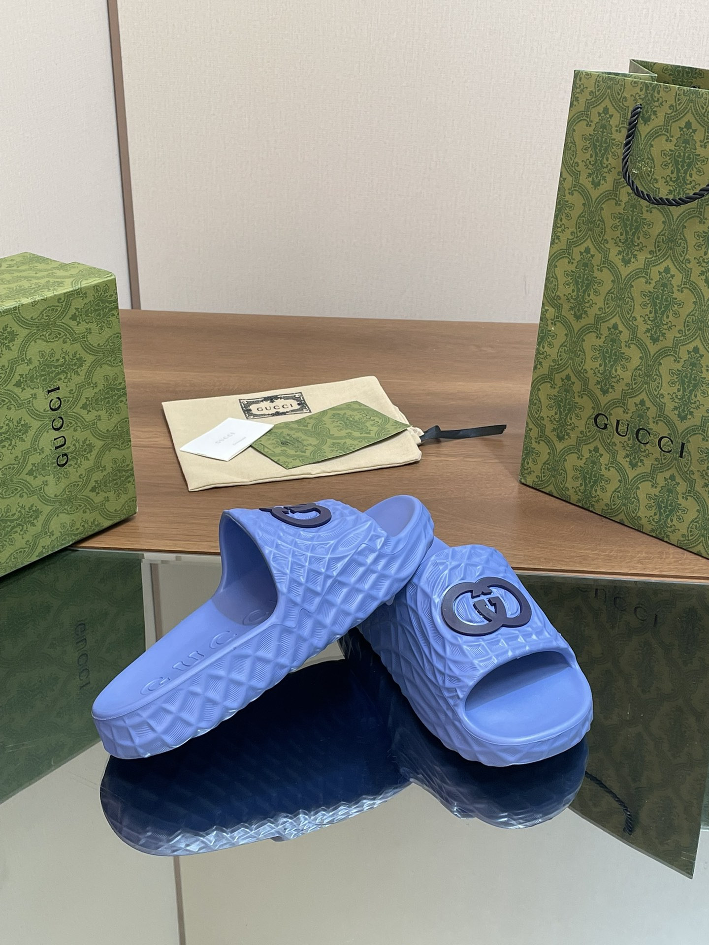 UA Gvc*1 INTERLOCKING G SLIDE SANDAL Blue