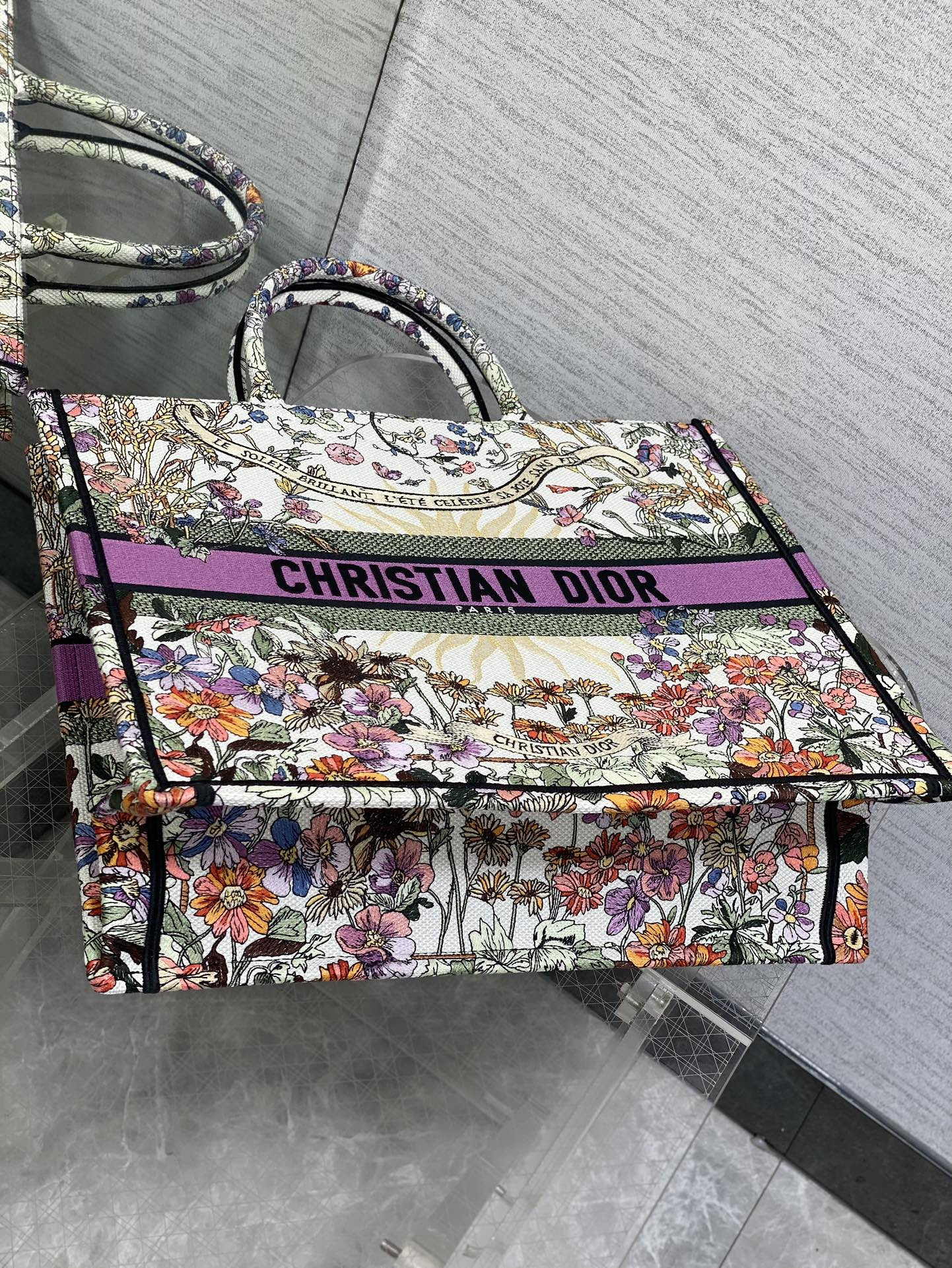 D10r Book Tote  Ecru Multicolor 42x18x35cm