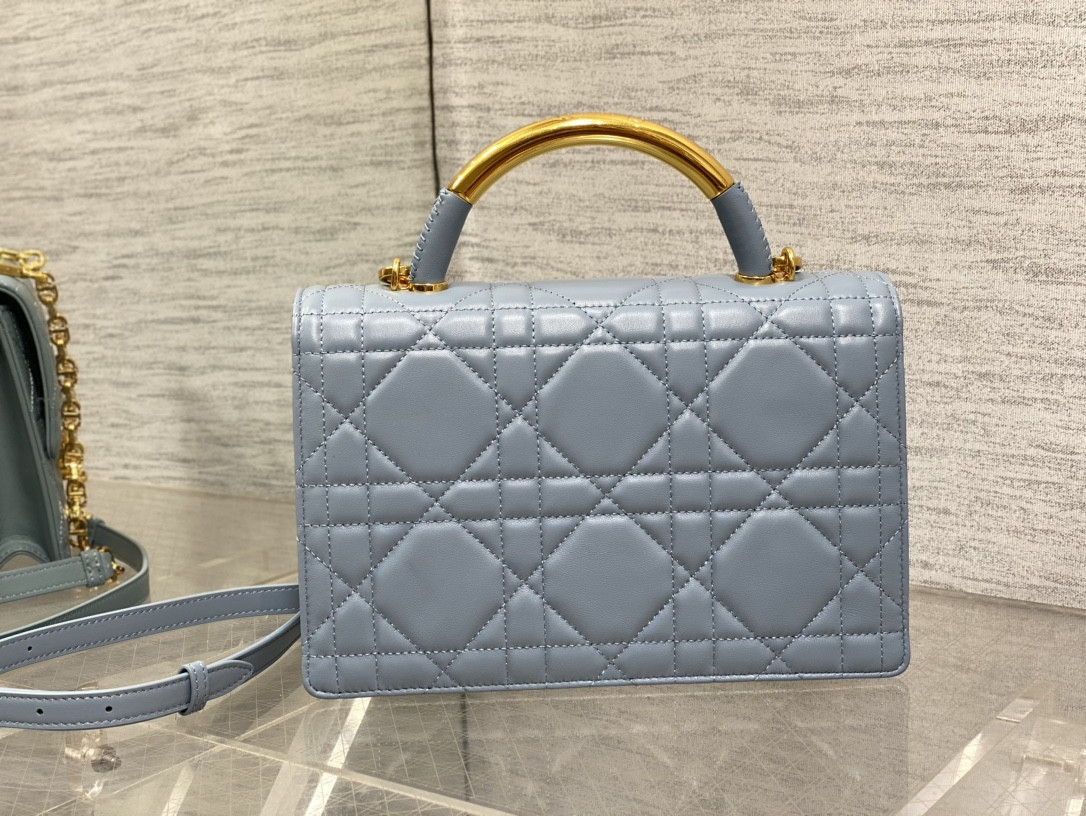 D10r Medium D10r Ange Bag Blue Latte Macrocannage Calfskin 26 x 17 x 9 cm