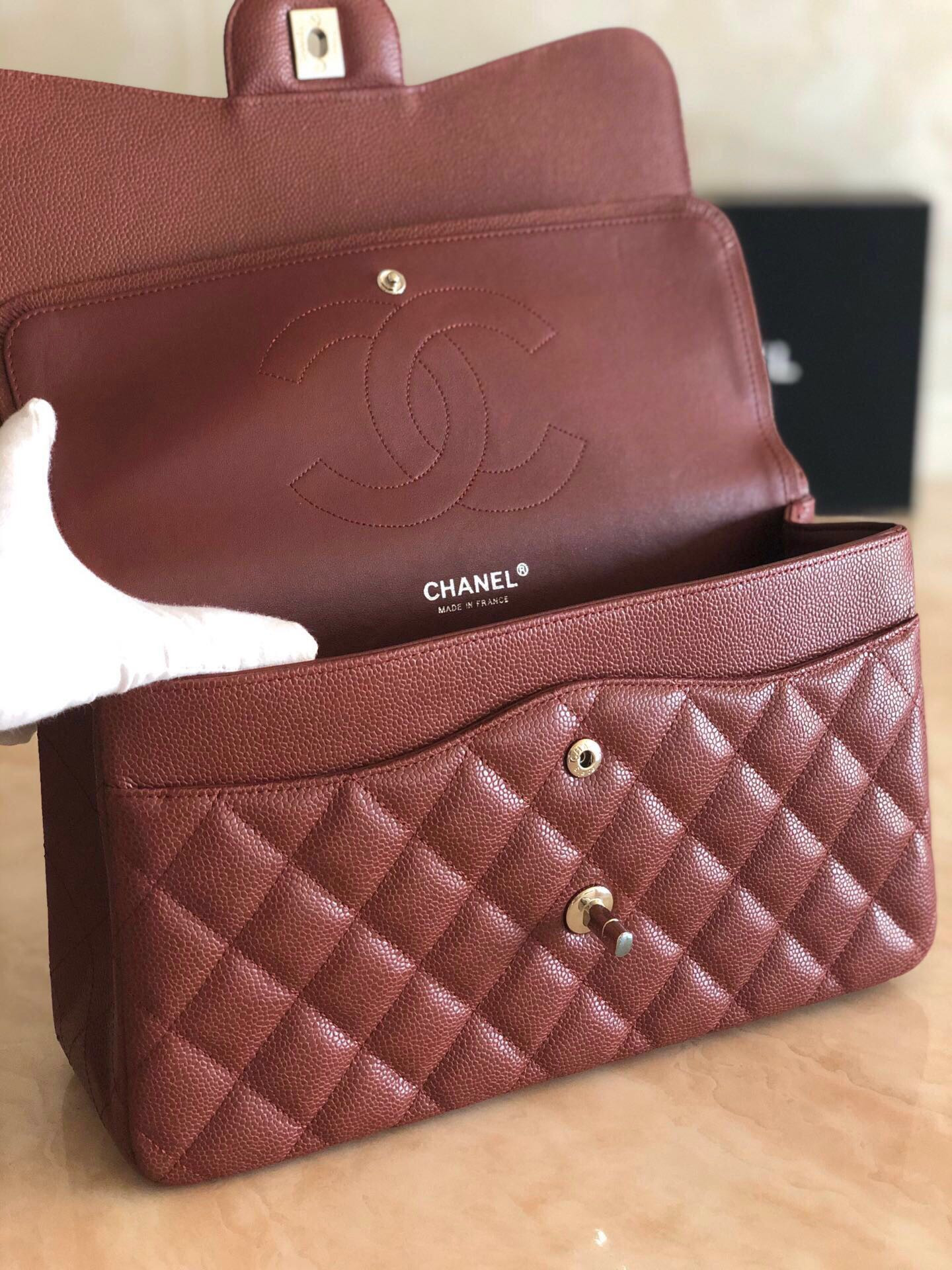 Ch**el Classic Flap Jumbo 30cm CF Silver Hardware 7.6 × 11.7 × 3.9 in