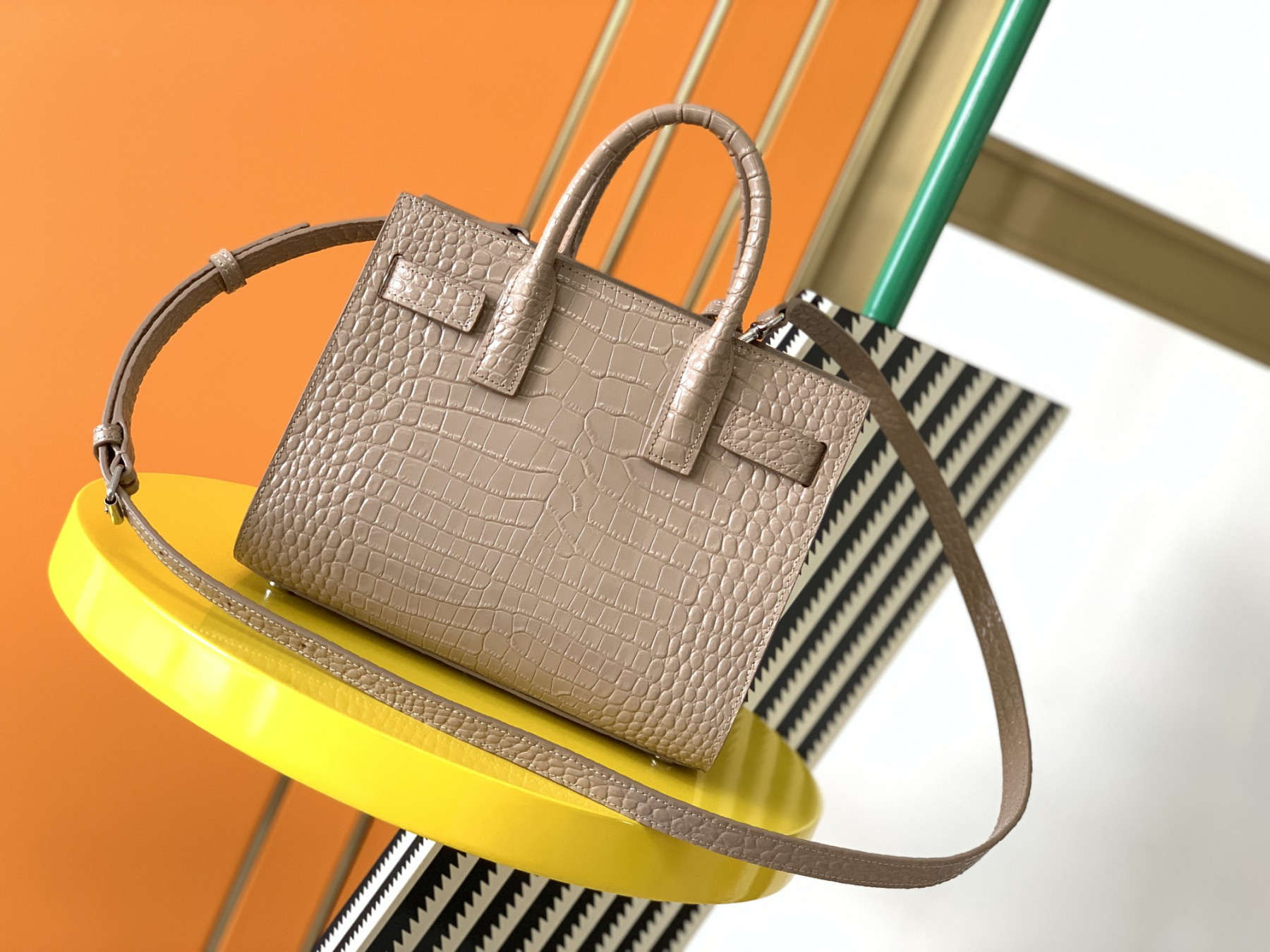 Y51 SAC DE JOUR IN CROCODILE EMBOSSED LEATHER - NANO 22x18x10.5cm