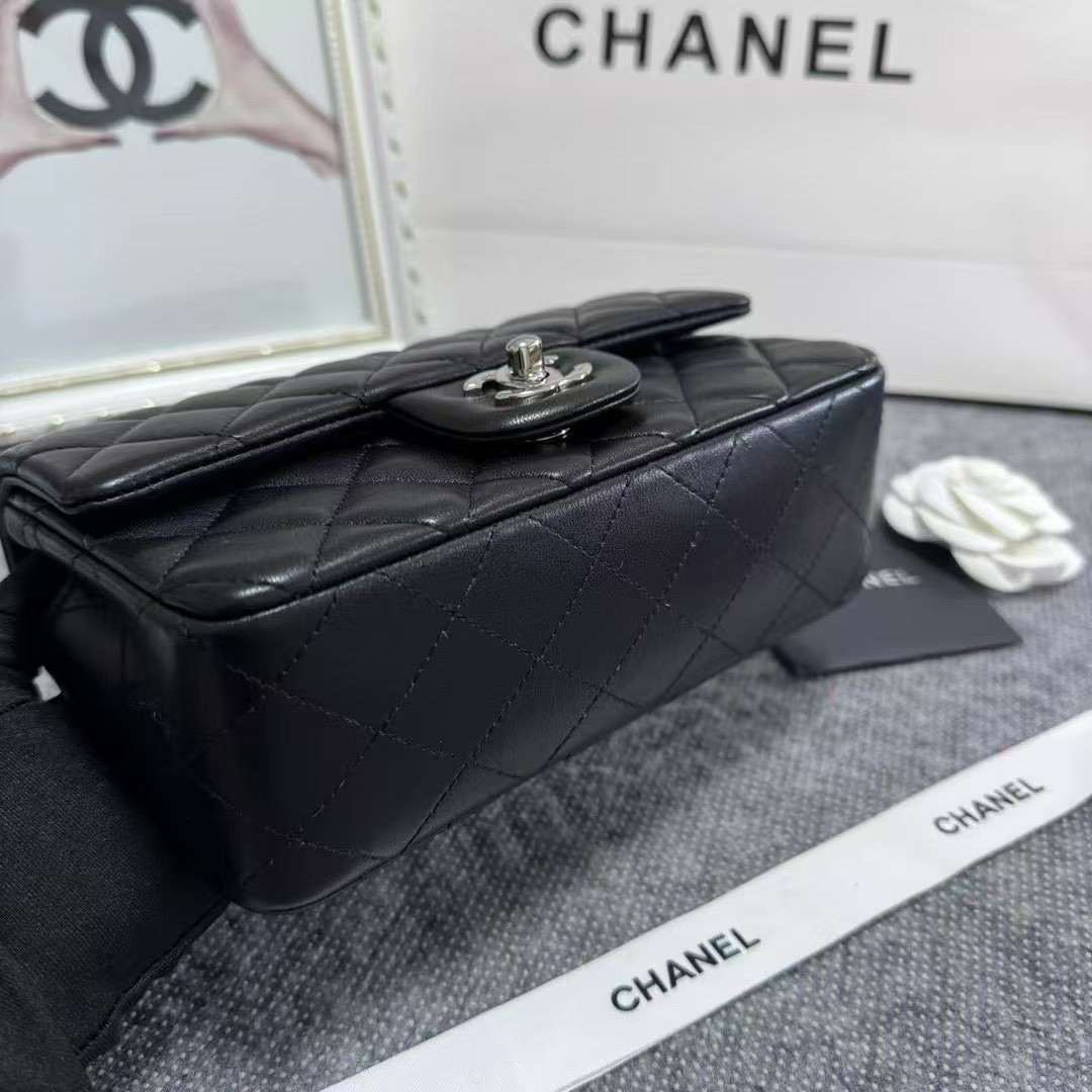 Ch**el MINI FLAP BAG BLACK 12 × 20 × 6 cm
