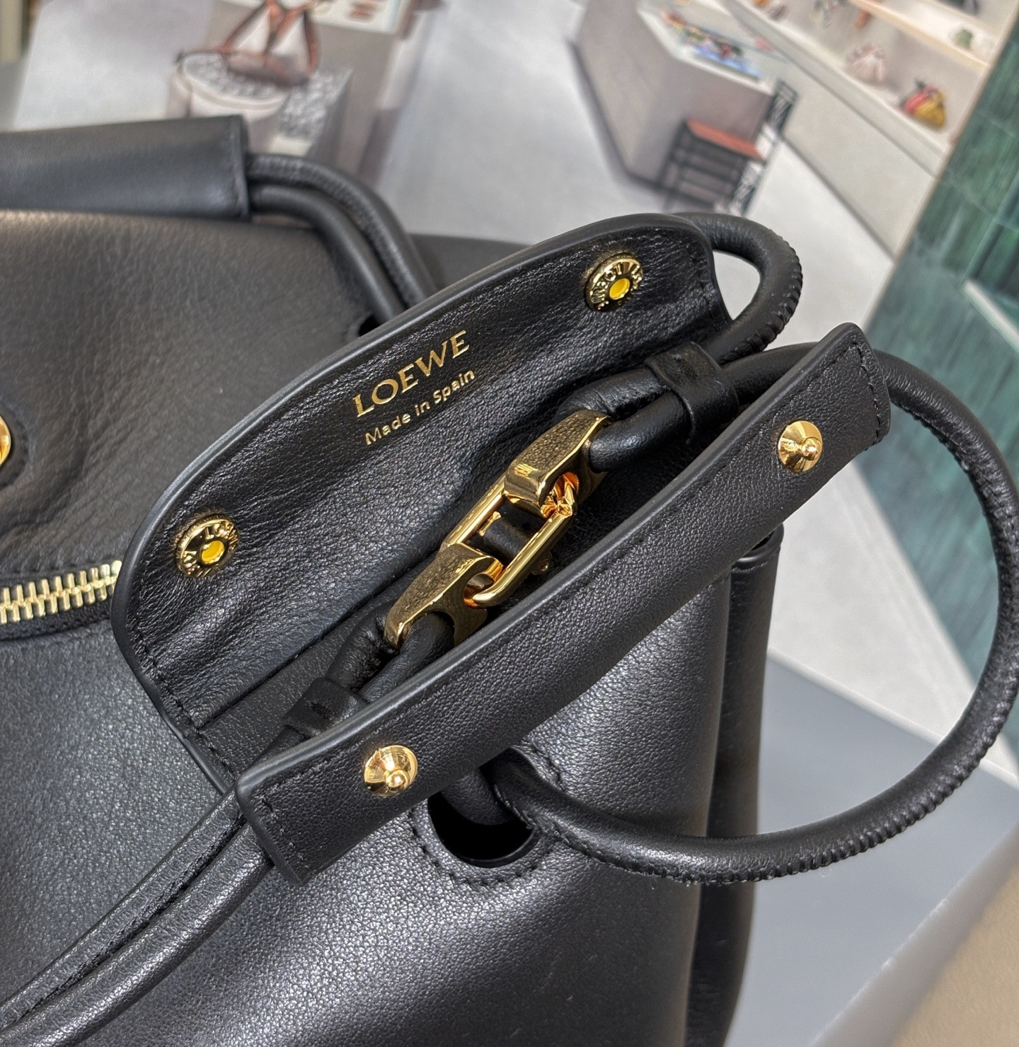 L0ew* Medium Madrid bag in S*pple calfskin 28.5x11x23cm