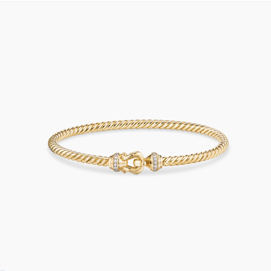 dau1d Yvrm*n 4mm gold hook with d1am0nds bracelet(wrist circumference 16-20cm)