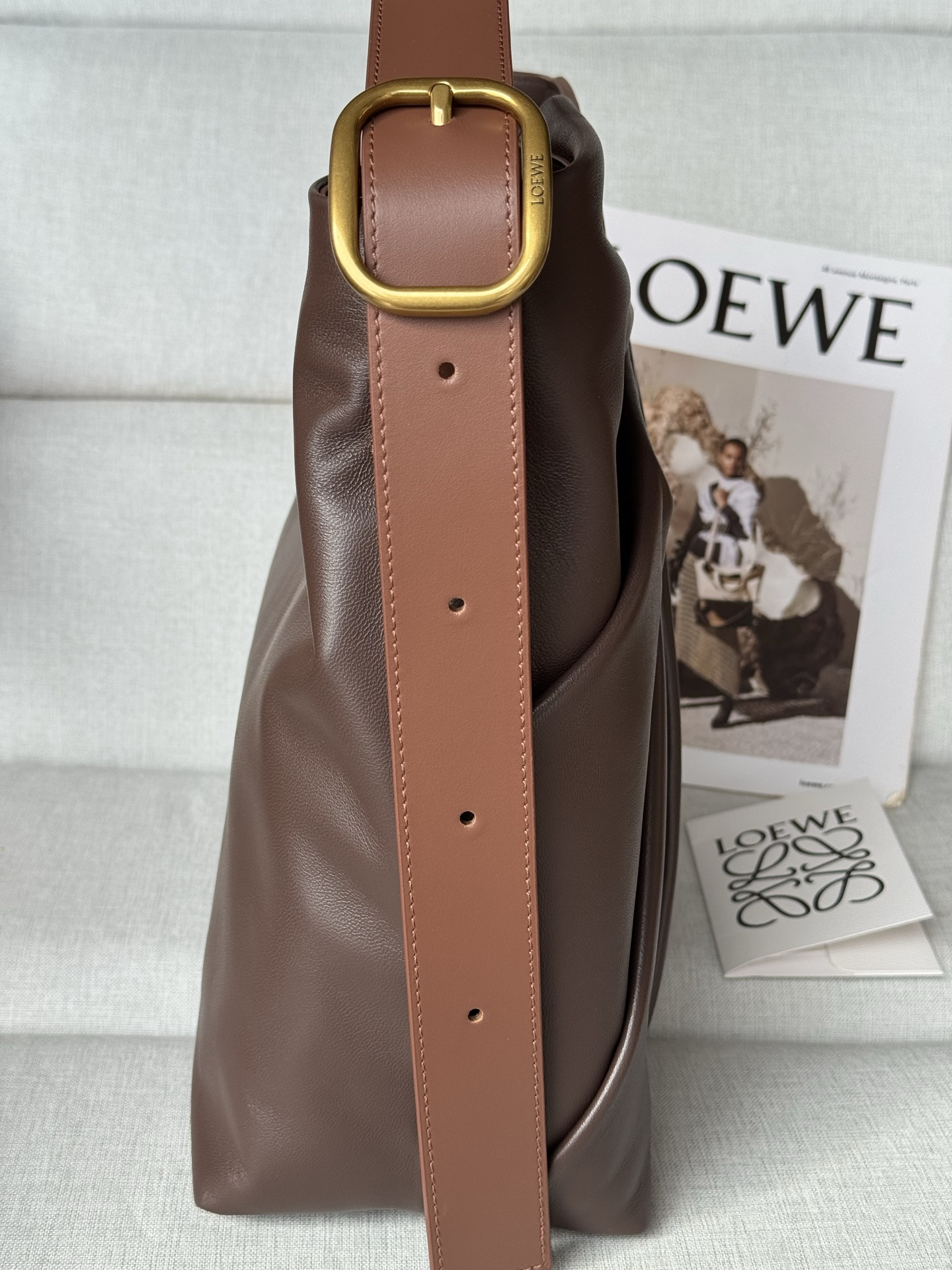 L0ew* Draped Tote in Mellow Nappa Lambskin 30x29x13cm