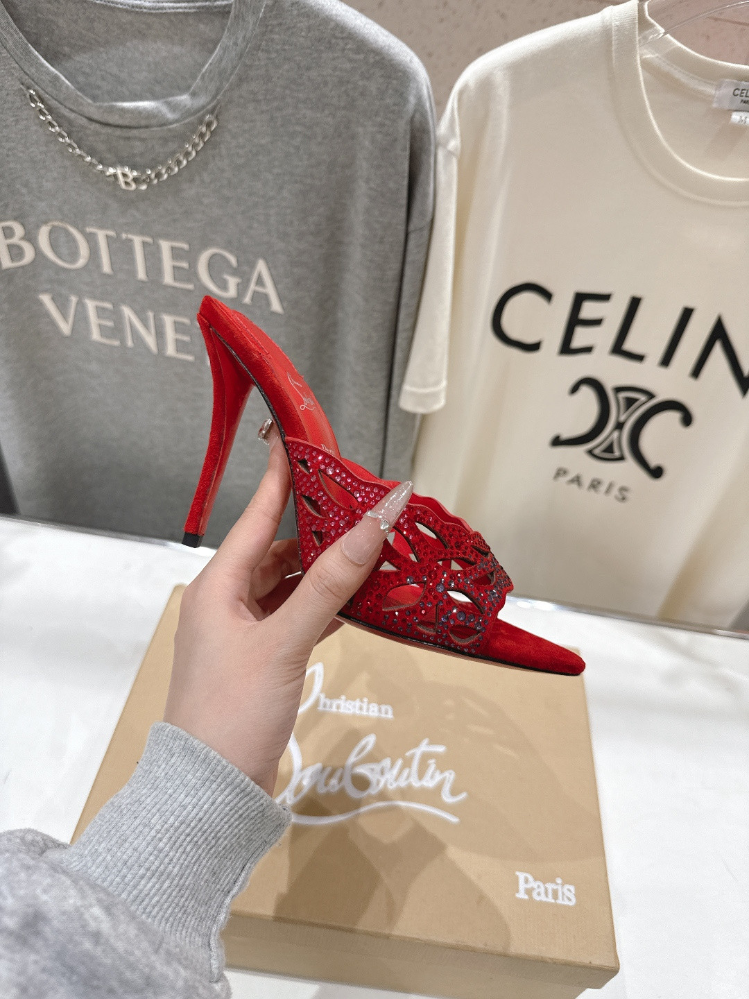 ua Chr1st1an louboutin lasera strass mule 10cm heel